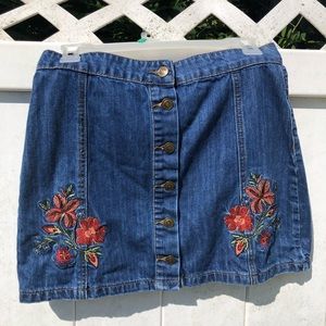 Denim Skirt with flowers on it
